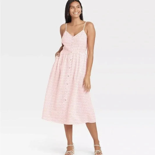 Blush Button-Front Sundress – Size Large