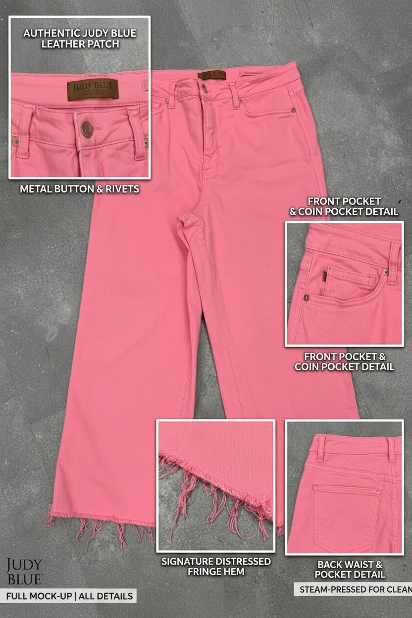 Judy Blue High-Rise Garment Dyed Wide-Leg – Bubblegum Pink - Womens size 13