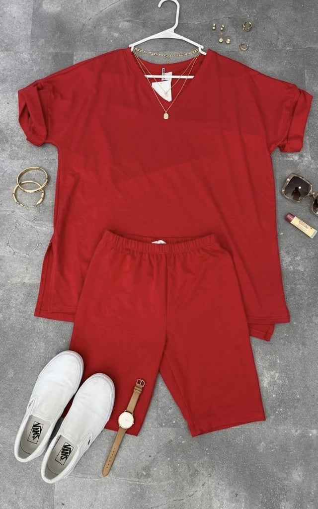 Zenana Women's Red Lounge Set - Size Small (Fits Small to Medium)