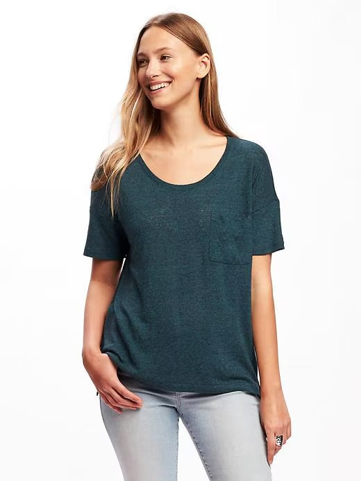 Teal Relaxed Fit Pocket Tee – Size X-Large