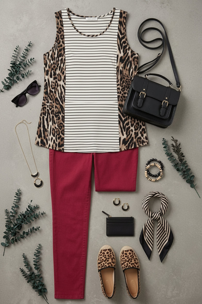 The Safari Stripe & Berry Denim Set - Size (T)XL (B)14