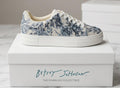 Betsey Johnson "The Sparkling Collectible" Size 8.5 Blue Floral Crystal Sneakers