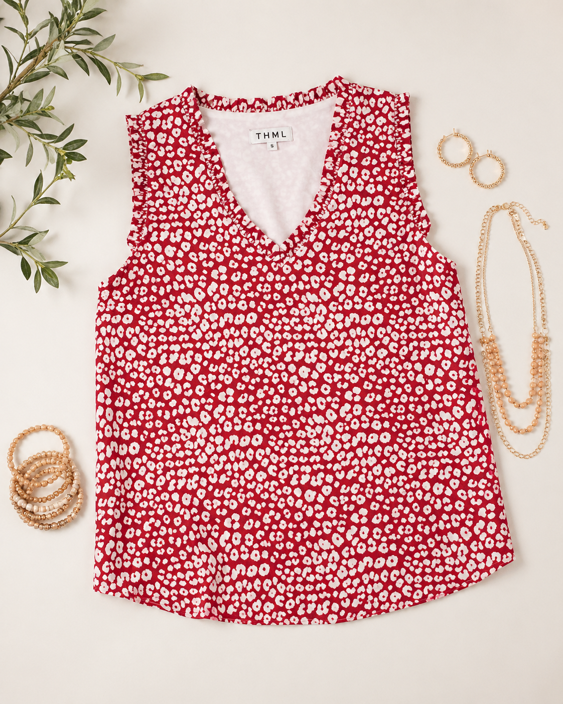 The Crimson Wildflower Ruffle Blouse - Size medium