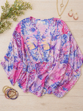 Vibrant Butterfly Print Oversized Blouse – Size Medium (Fits M–XL)