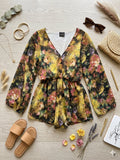 Midnight Meadow Floral Ruffle Romper - Women's Size Medium