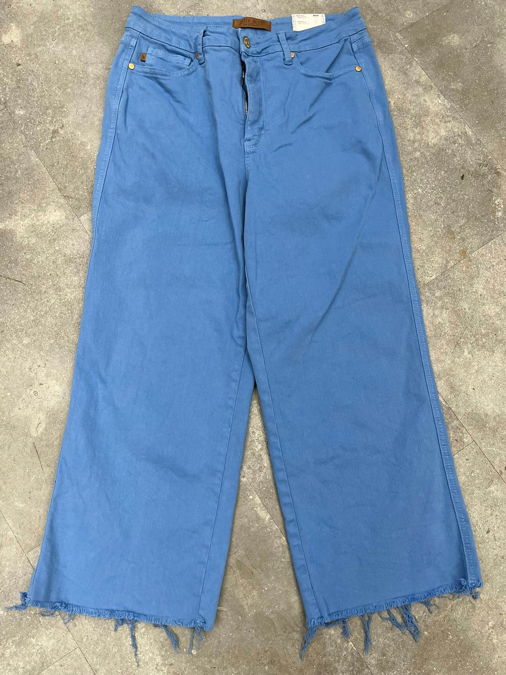 High-Rise Ocean Breeze Wide-Leg Crop with Frayed Hem - Womens Size 13 - Judy Blue Brand