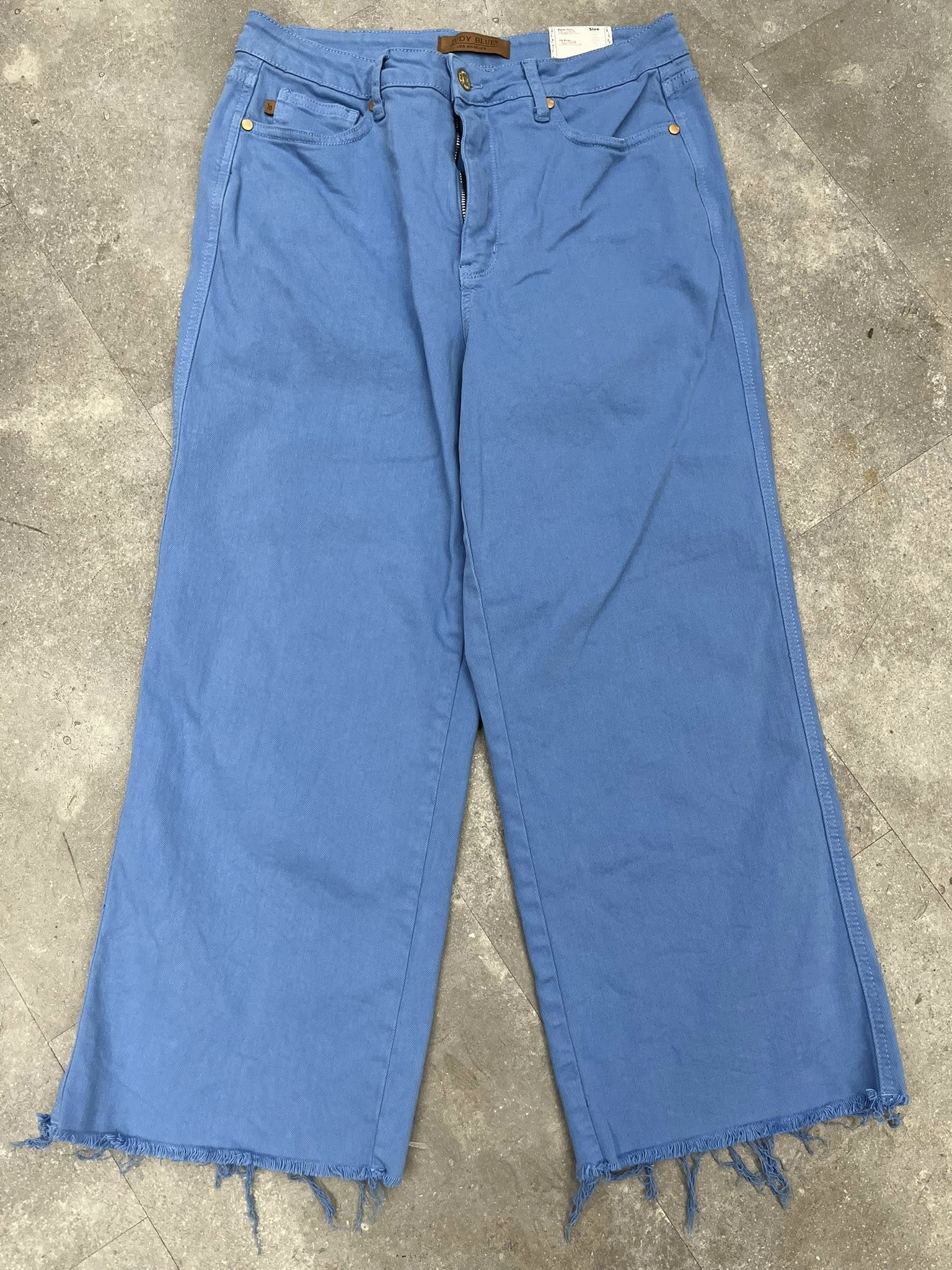 High-Rise Ocean Breeze Wide-Leg Crop with Frayed Hem - Womens Size 13 - Judy Blue Brand