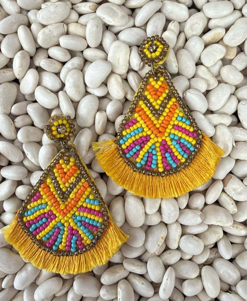 Fiesta fringe teardrop earrings in colorful beads