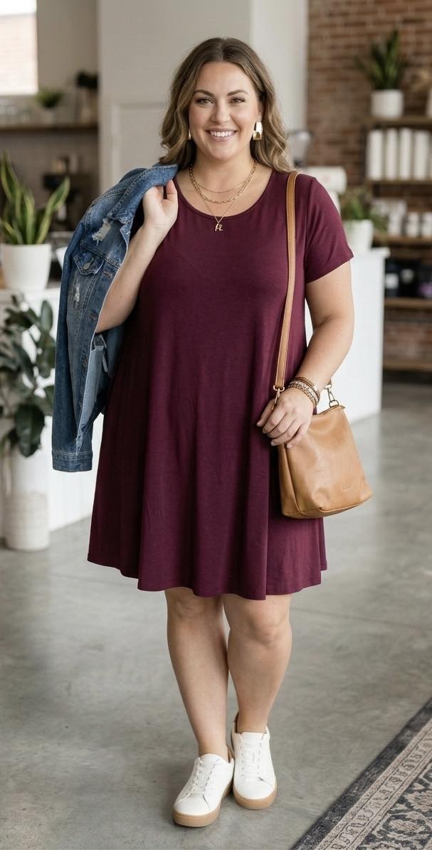 Friday Parvada Burgundy Swing Dress – Size XL