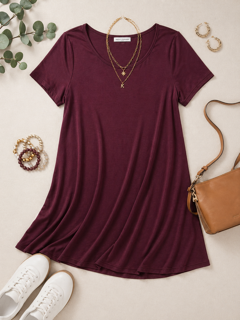 Friday Parvada Burgundy Swing Dress – Size XL