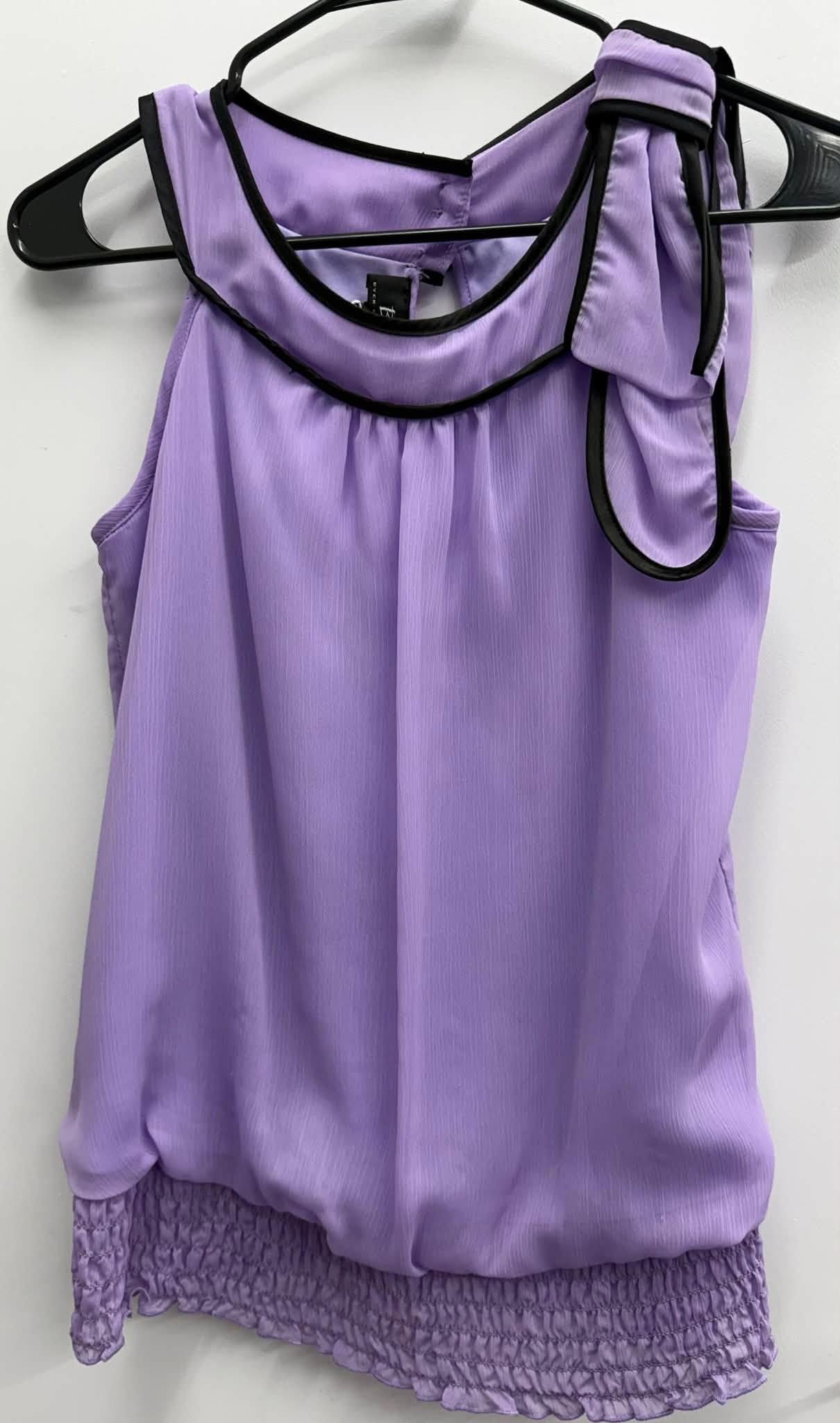 Purple Iris Sleeveless Top trimmed in Black
