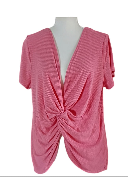 Pink Twist Front Draped Top – Size X-Large