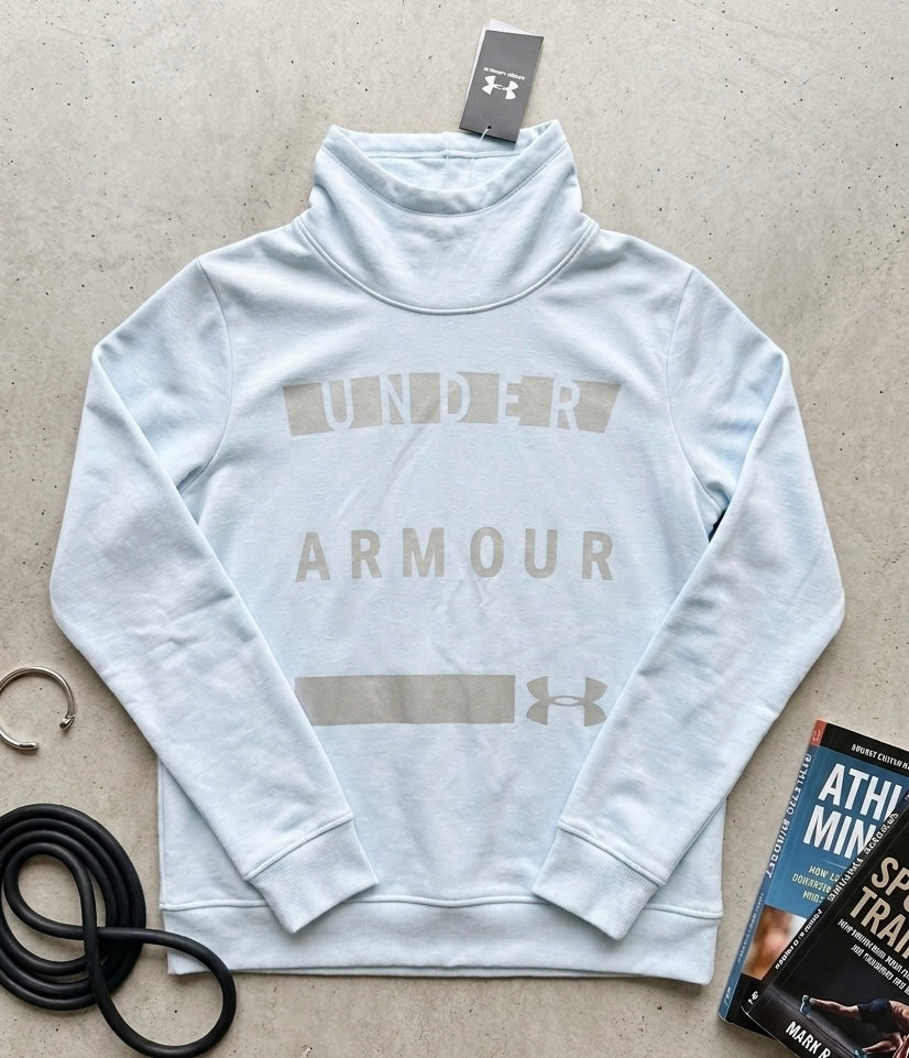 Under Armour Light Blue Funnel Neck Hoodie - Size Large