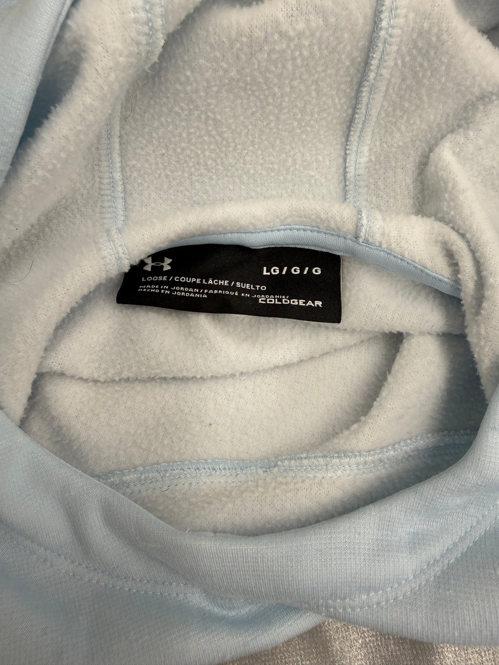Under Armour Light Blue Funnel Neck Hoodie - Size Large