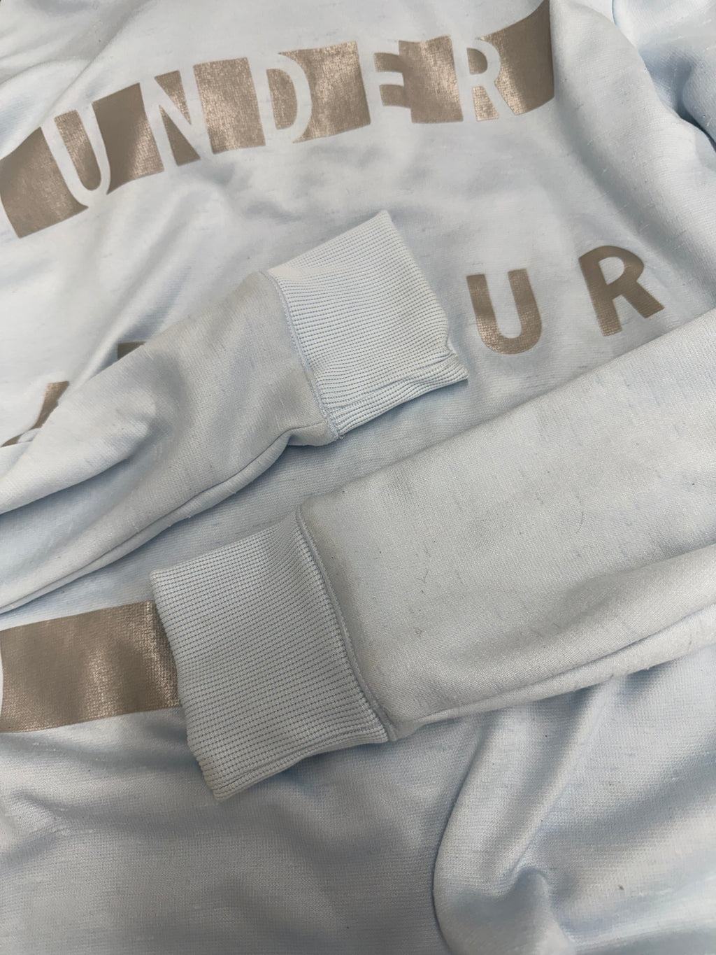 Under Armour Light Blue Funnel Neck Hoodie - Size Large