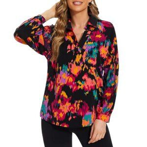 Vibrant Abstract Print Blouse – Size Medium