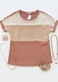 Blush Colorblock Ribbed Knit Top – Size XL
