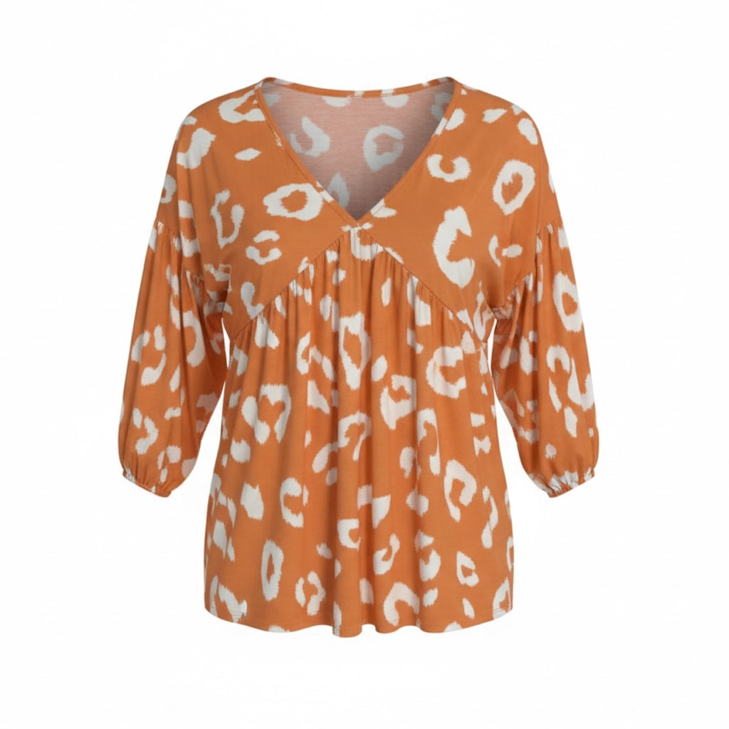 Unbranded sizeBurnt Orange Leopard Print Babydoll Blouse – Women’s Size Medium medium